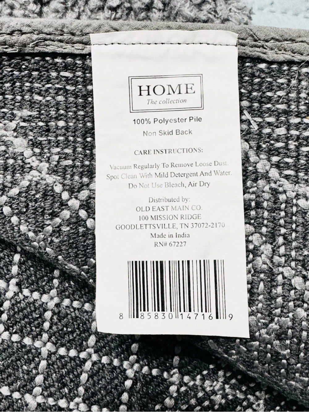 Home Collection Waffle Rug Gray Indoor Non-Skid 18 x 28 NWT